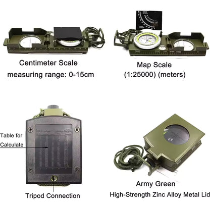 AeroWild™ Heavy-Duty Metal Geological Sighting Compass